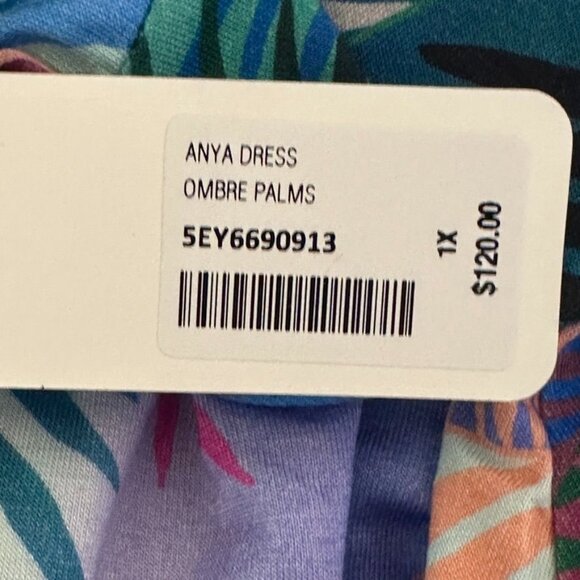 Soft Surroundings Anya Dress Ombre Palms Tropical Print Faux Wrap Plus Size 1X - Picture 7 of 10